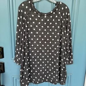 Market and Spruce 3/4 Sleeve Polka Dot Top Women's 2x